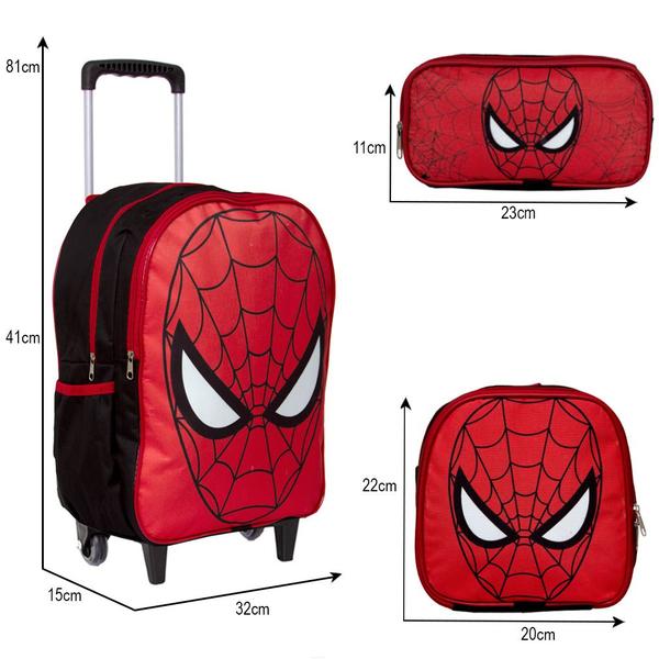 Imagem de Kit Mochila Escolar Infantil Homem Aranha Marvel de Rodinhas