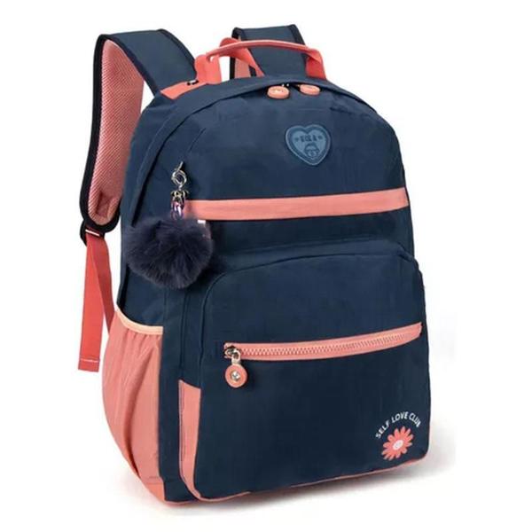 Imagem de Kit Mochila Escolar Infantil KK24M14AR e Estojo Académie Triplo Azul - Kika