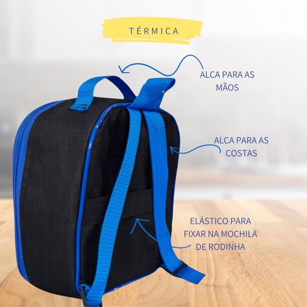 Imagem de Kit Mochila Escolar Infantil Masculina Menino Grande Juvenil+ Lancheira Térmica + Estojo 