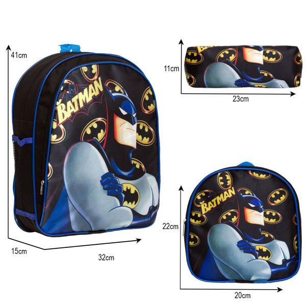 Imagem de Kit Mochila Escolar Infantil Menino Batman Aulas Reforçada