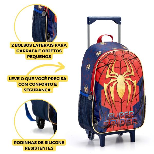 Imagem de Kit Mochila Escolar Infantil Meninos Aranha Héroi Seanite