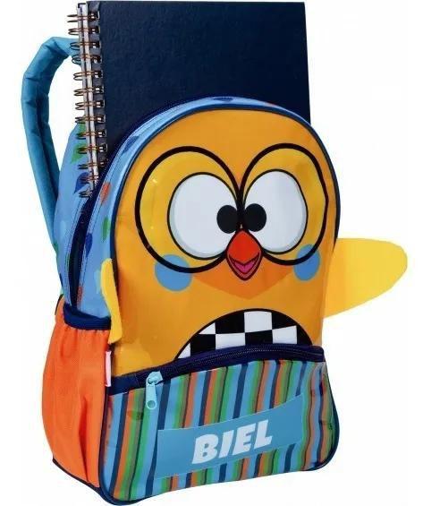 Imagem de Kit Mochila Escolar Infantil Meninos Corujinha Biel Costas M