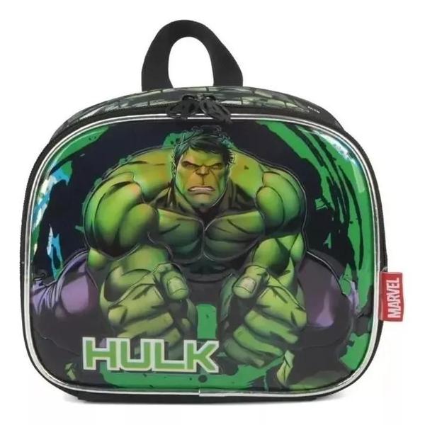 Imagem de Kit Mochila Escolar Infantil Meninos Hulk Marvel Rodinhas G