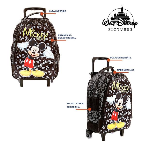 Imagem de Kit Mochila Escolar Infantil Mickey Mouse Com Rodinhas