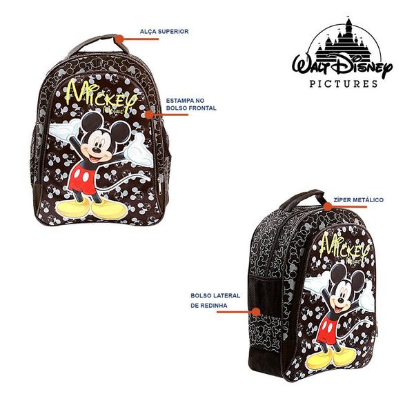 Imagem de Kit Mochila Escolar Infantil Mickey Mouse De Costas