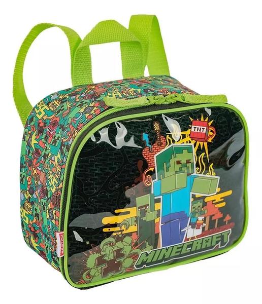 Imagem de Kit Mochila Escolar Infantil Minecraft Tnt Rodinhas Tam G