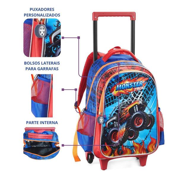 Imagem de Kit Mochila Escolar Infantil Monster Com Rodinhas - Denlex