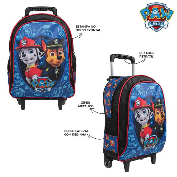 Kit Mochila Escolar Infantil Patrulha Canina Azul de Rodinha - TOYS 2U Imagem de Kit Mochila Escolar Infantil Patrulha Canina Azul de Rodinha