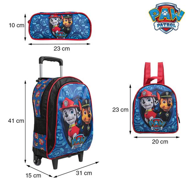 Kit Mochila Escolar Infantil Patrulha Canina Azul de Rodinha - TOYS 2U Imagem de Kit Mochila Escolar Infantil Patrulha Canina Azul de Rodinha