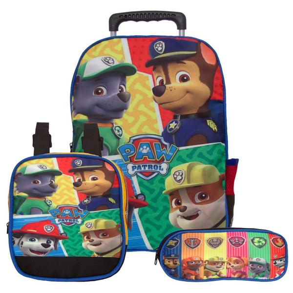 Imagem de Kit Mochila Escolar Infantil Patrulha Canina de Rodinhas