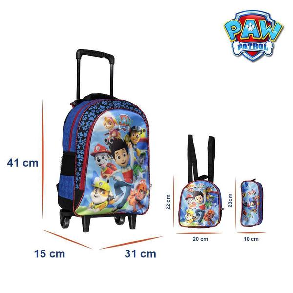 Imagem de Kit Mochila Escolar Infantil Patrulha Canina ul De Rodinha