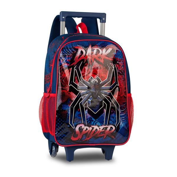 Imagem de Kit Mochila Escolar Infantil Rodinha Menino Dark Spider3  cOM KIT LÁPIS