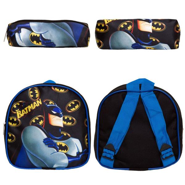 Imagem de Kit Mochila Escolar Infantil Rodinhas Batman Aulas Reforçada