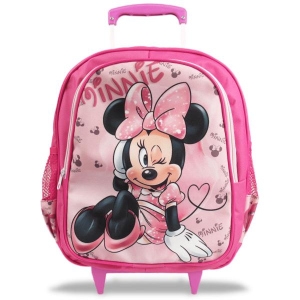 Imagem de Kit Mochila Escolar  Infantil Rodinhas Minnie Rosa Tam M 