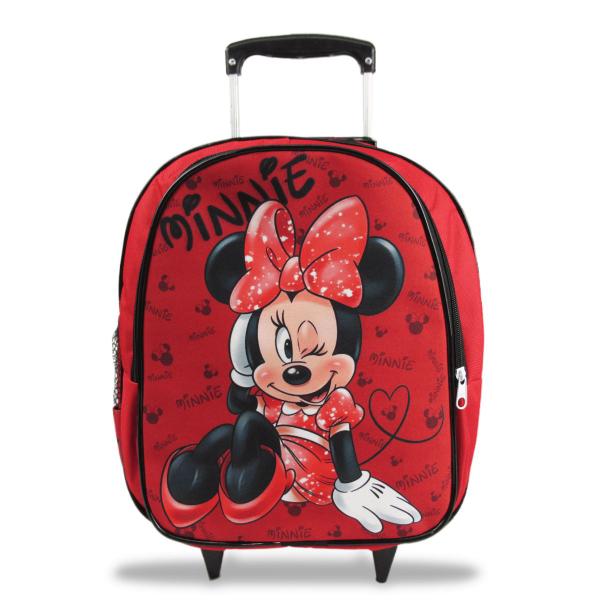 Imagem de Kit Mochila Escolar  Infantil Rodinhas Minnie Tam M Vermelha