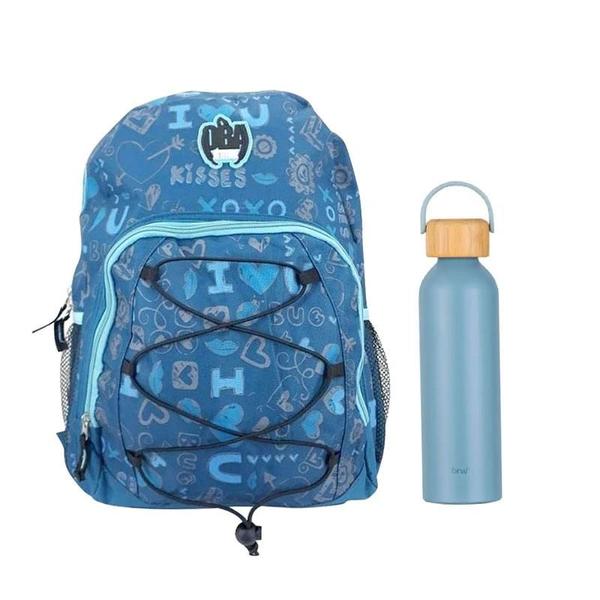 Imagem de Kit Mochila Escolar Infantil SBDV2033 e Garrafa de Água GA0601 500ml Azul Bali - Fuseco