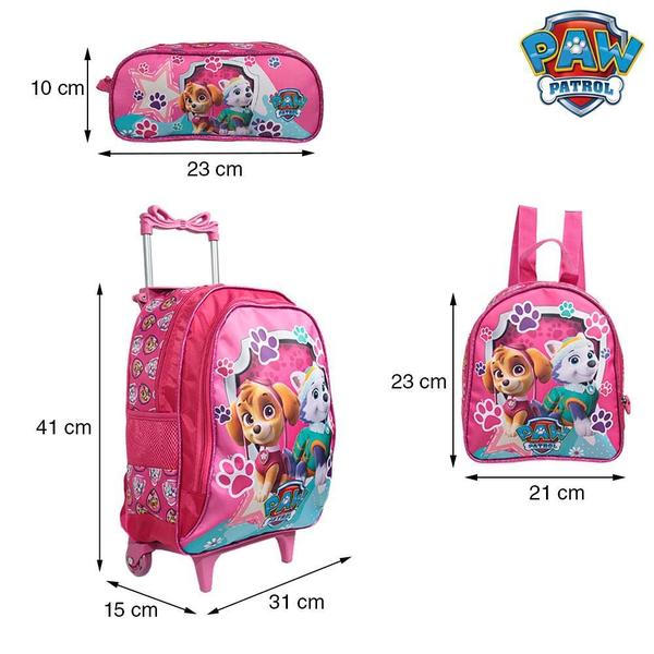 Imagem de Kit Mochila Escolar Infantil Skye Patrulha Canina Rodinha