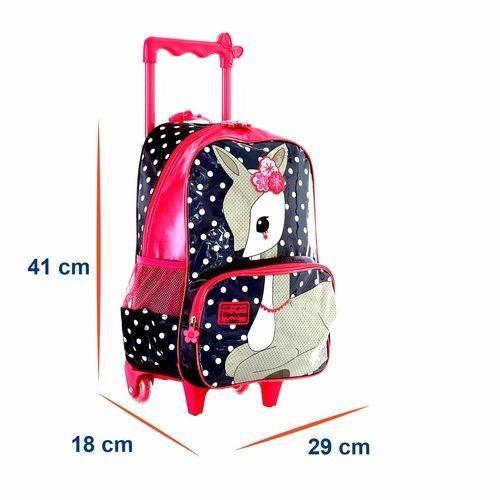 Imagem de Kit Mochila Escolar Infantil Up4You Petit Bambi Com Rodinhas