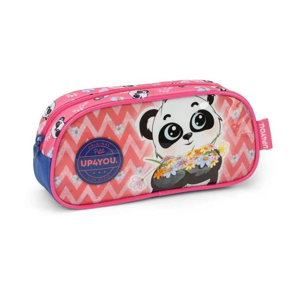 Imagem de Kit Mochila Escolar Infantil Ursinho Panda Rodinhas G Up4you