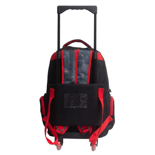 Imagem de Kit Mochila Escolar Infantil Yins de Rodinhas com Lancheira e Estojo em Pvc Holografico Batman Vermelho