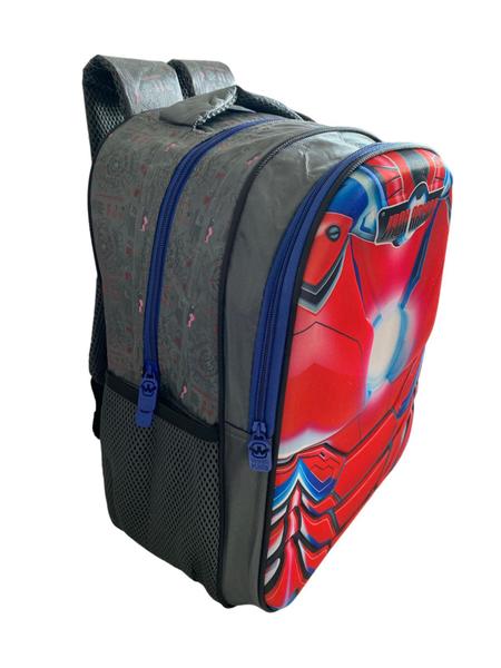 Imagem de Kit Mochila Escolar Iron Armor Infantil Costas 3d G Meninos