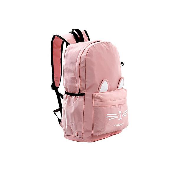 Imagem de Kit Mochila Escolar Juvenil Feminina de Gatinho Rosa Costas