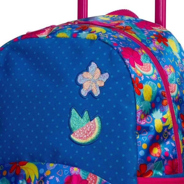 Imagem de Kit Mochila Escolar Juvenil Floral Plus Infantil Rodinhas G