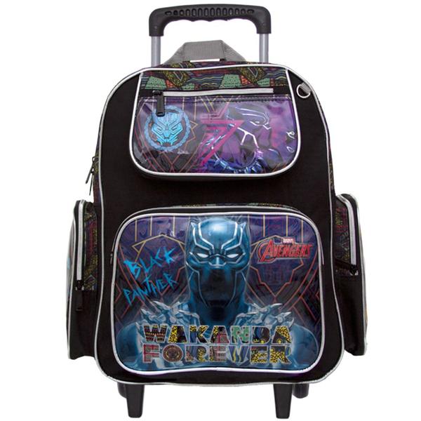 Imagem de Kit Mochila Escolar Juvenil Pantera Negra Marvel de Rodinhas