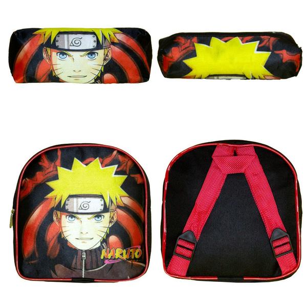 Imagem de Kit Mochila Escolar Juvenil Rodinhas Naruto com Lancheira