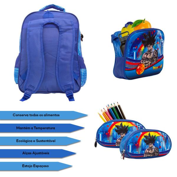 Imagem de Kit Mochila Escolar Masculina Dragon Ball Goku Tam G Costa