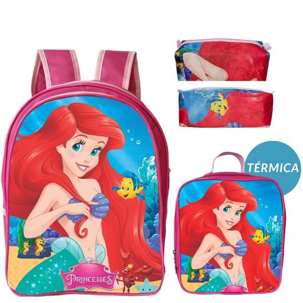 Imagem de Kit Mochila Escolar Menina Juvenil+Estojo+Lancheira Térmica