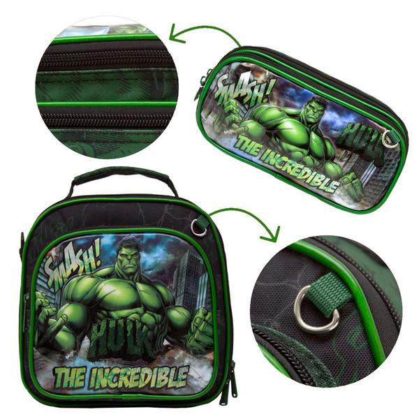 Imagem de Kit Mochila Escolar Menino Incrivel Hulk com Itens Toys 2U