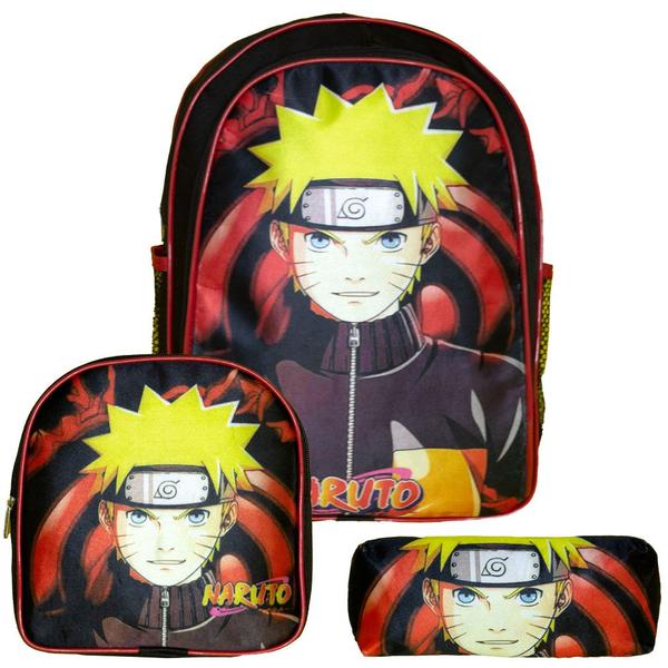 Imagem de Kit Mochila Escolar Menino Naruto Shippuden Aulas Reforçada