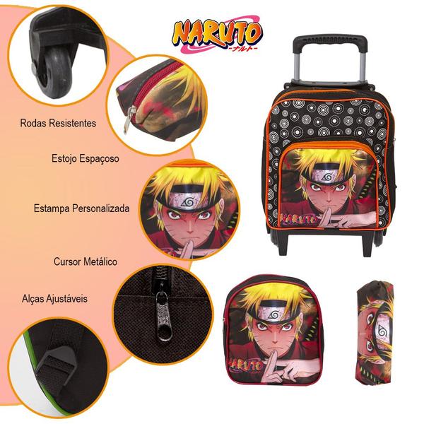 Imagem de Kit Mochila Escolar Naruto Rodinha Com Lancheira Infantil