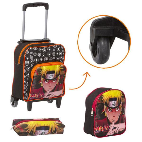 Imagem de Kit Mochila Escolar Naruto Rodinha Com Lancheira Infantil