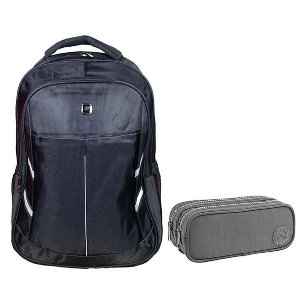 Imagem de Kit Mochila Escolar Notebook TA2408M e Estojo Duplo Académie Cinza - Tailaisi