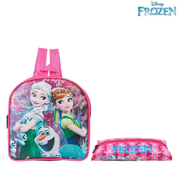 Imagem de Kit Mochila Escolar Pequena Elsa e Anna Frozen Disney Costas