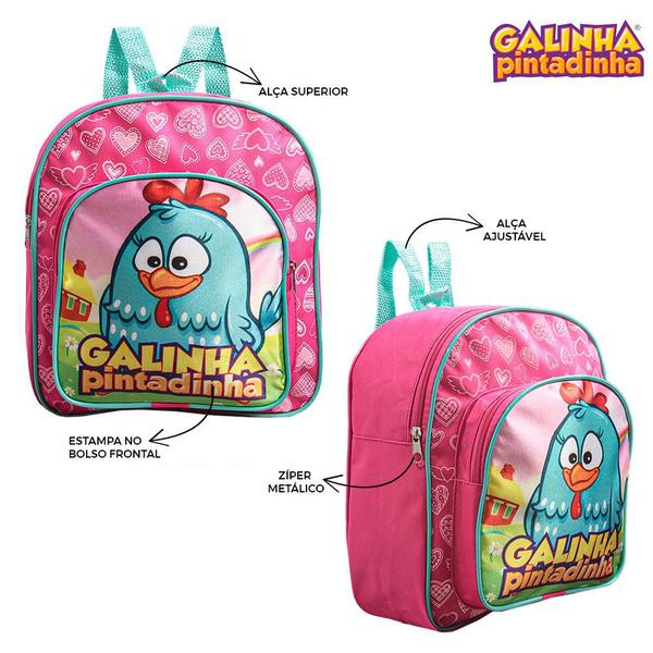 Imagem de Kit Mochila Escolar Pequena Galinha Pintadinha Mini Costa