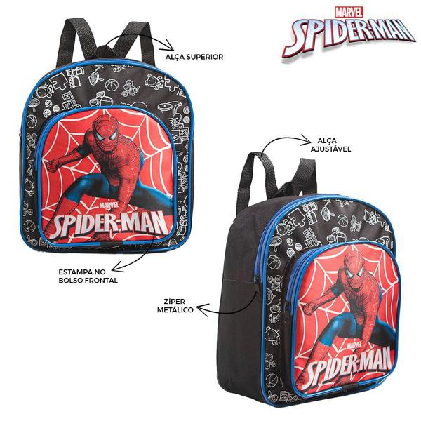 Kit Mochila Escolar Pequena Homem Aranha Vingadores Costas - Toys 2U Imagem de Kit Mochila Escolar Pequena Homem Aranha Vingadores Costas