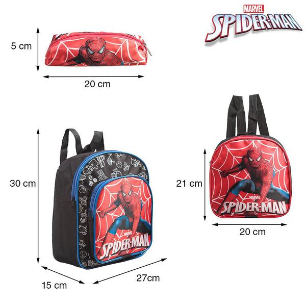 Kit Mochila Escolar Pequena Homem Aranha Vingadores Costas - Toys 2U Imagem de Kit Mochila Escolar Pequena Homem Aranha Vingadores Costas
