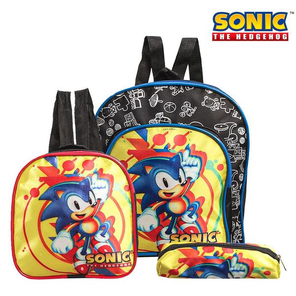 Imagem de Kit Mochila Escolar Pequena Sonic Colors Jogo Sega Costas