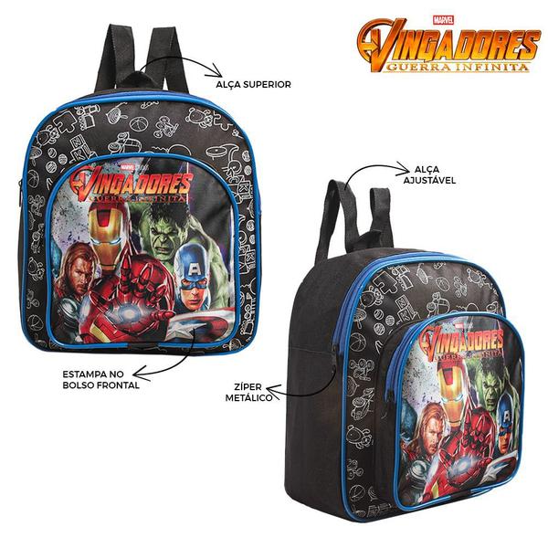 Imagem de Kit Mochila Escolar Pequena Vingadores Marvel Avengers Costa