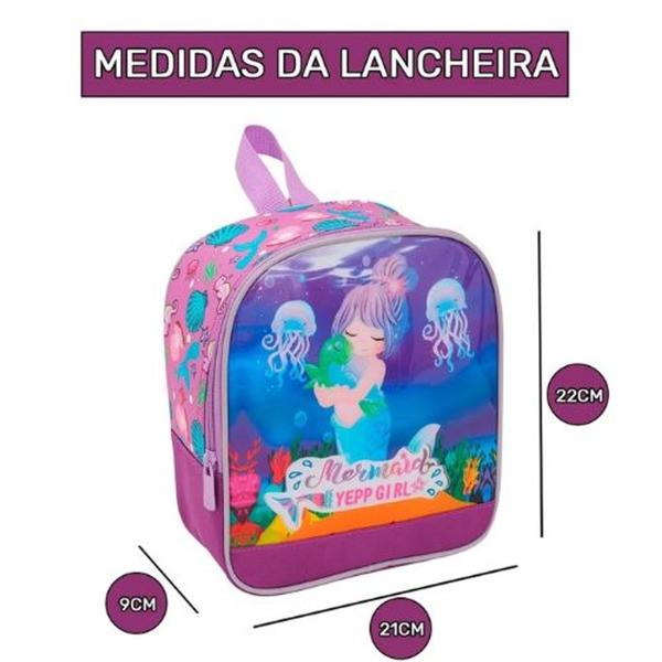 Imagem de Kit Mochila Escolar Sereia Mermaid Oceano Rodinha G Meninas