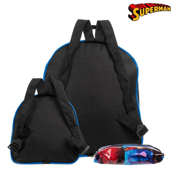 Imagem de Kit Mochila Escolar Super Homem Herois Meninos Costas