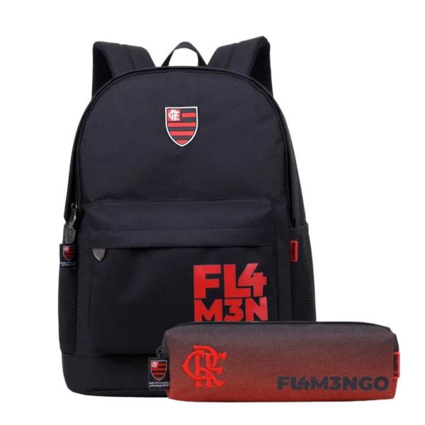 Imagem de Kit Mochila Esportiva Costas Flamengo Personalizado Estojo