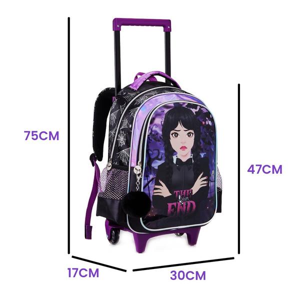 Imagem de Kit Mochila Estojo e Lancheira Vampirinha Dark Gótica Meninas Preto e Lilás