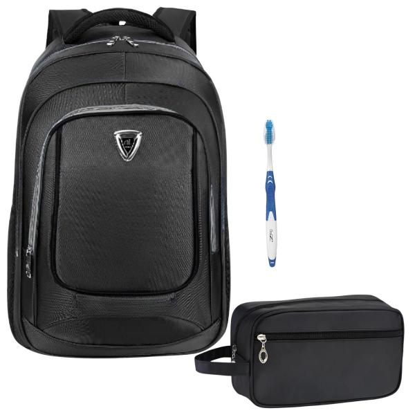 Imagem de Kit Mochila Executiva Premium Plus Preto Com Nécessaire