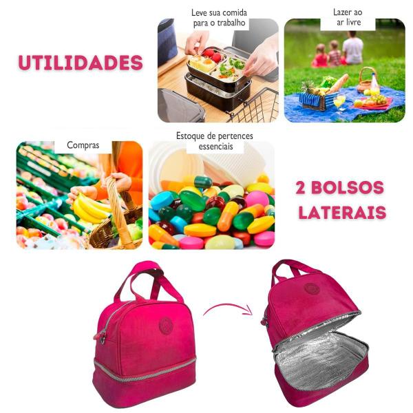 Imagem de Kit Mochila Feminina E Bolsa Lancheira Média Escolar Moderna Top Alta Qualidade Impermeável Escolinha Reforçada Elegante