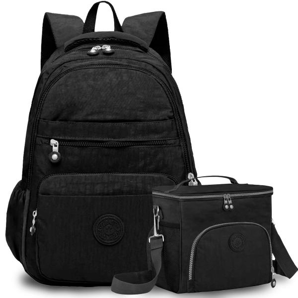 Imagem de Kit Mochila Feminina E Bolsa Lancheira Média Moderna Escolar Top Alta Qualidade Impermeável Escolinha Reforçada Elegante