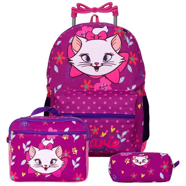 Imagem de Kit Mochila Feminina Escolar de Rodinha Marie com Lancheira